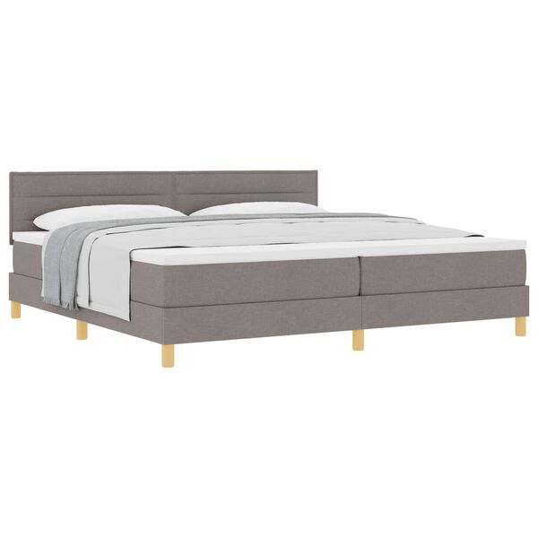vidaXL Lit &agrave; ressorts avec matelas Taupe 200 x 200 cm tissu