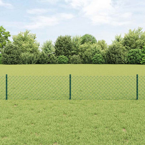 vidaXL Cl&ocirc;ture avec poteau Vert 0,4 x 25 m Acier et PVC
