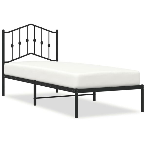 vidaXL Cadre de lit métal sans matelas avec tête de lit noir 80x200 cm