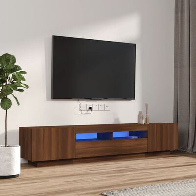 vidaXL Ensemble de meubles TV avec lumières LED 2 pcs Chêne marron