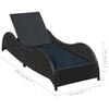 vidaXL Chaise longue avec coussin R&eacute;sine tress&eacute;e Noir