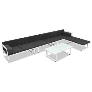 vidaXL Salon de jardin 5 pcs Textil&egrave;ne Aluminium Noir