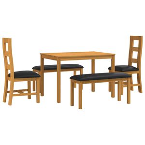 vidaXL Ensemble de salle &agrave; manger 5 pc Noir Bois de ch&ecirc;ne massif
