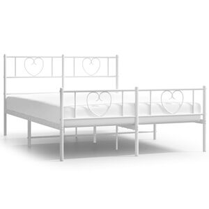 vidaXL Cadre de lit m&eacute;tal sans matelas et pied de lit blanc 120x190 cm