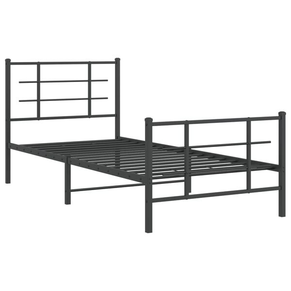 vidaXL Cadre de lit m&eacute;tal sans matelas avec pied de lit noir 90x200 cm