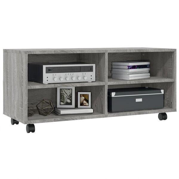 vidaXL Meuble TV sur roulettes Sonoma gris 90x35x35 cm Bois ingénierie