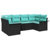 vidaXL Ensemble de canap&eacute; de jardin 6 pcs Noir Poly rotin