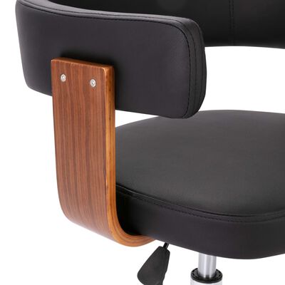 vidaXL Chaise pivotante de bureau Noir Bois courbé et similicuir