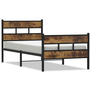 vidaXL Cadre de lit en m&eacute;tal sans matelas ch&ecirc;ne fum&eacute; 90x190 cm