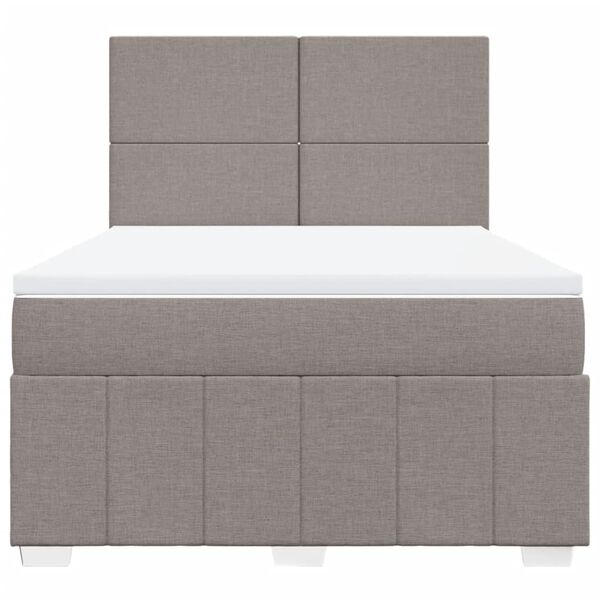 vidaXL Sommier &agrave; lattes de lit avec matelas Taupe 140x200 cm Tissu