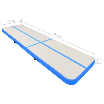 vidaXL Tapis gonflable de gymnastique avec pompe 700x100x20cm PVC Bleu