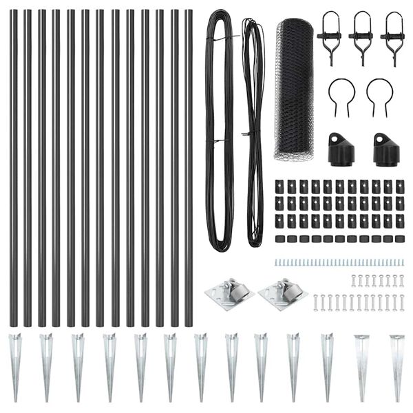 vidaXL Poteau de cl&ocirc;ture. Gris 25 x 0,8 m (treillis de 25 mm)