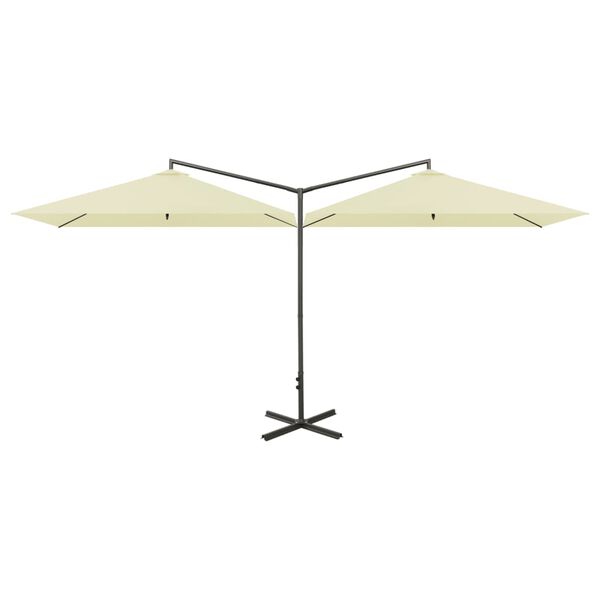 vidaXL Parasol de jardin double avec m&acirc;t en acier Sable 600x300 cm