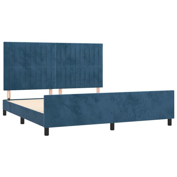 vidaXL Cadre de lit sans matelas bleu fonc&eacute; 160x200 cm velours