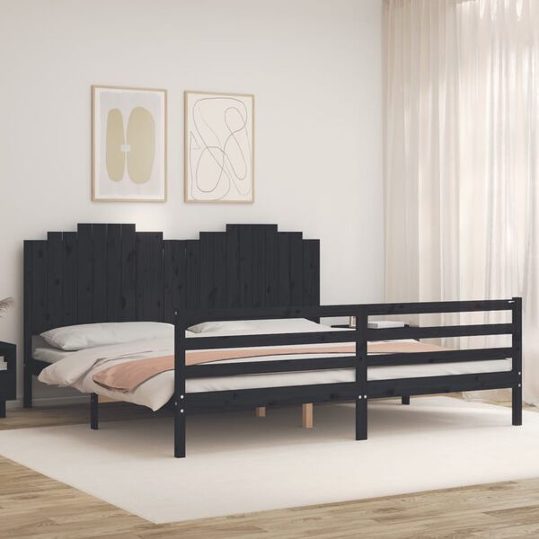 vidaXL Cadre de lit sans matelas noir 200x200 cm bois massif