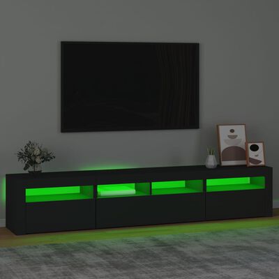 vidaXL Meuble TV avec lumières LED Noir 210x35x40 cm