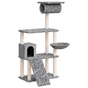 vidaXL Arbre &agrave; chat avec griffoirs en sisal Gris clair 131 cm