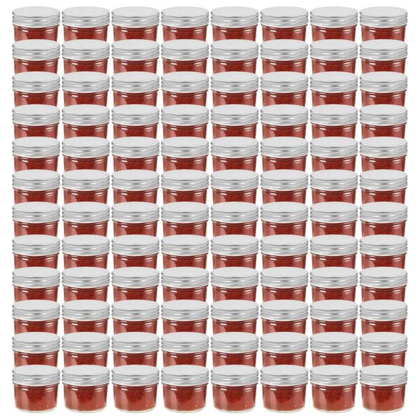 vidaXL Pots à confiture avec couvercles argentés 96 pcs Verre 110 ml