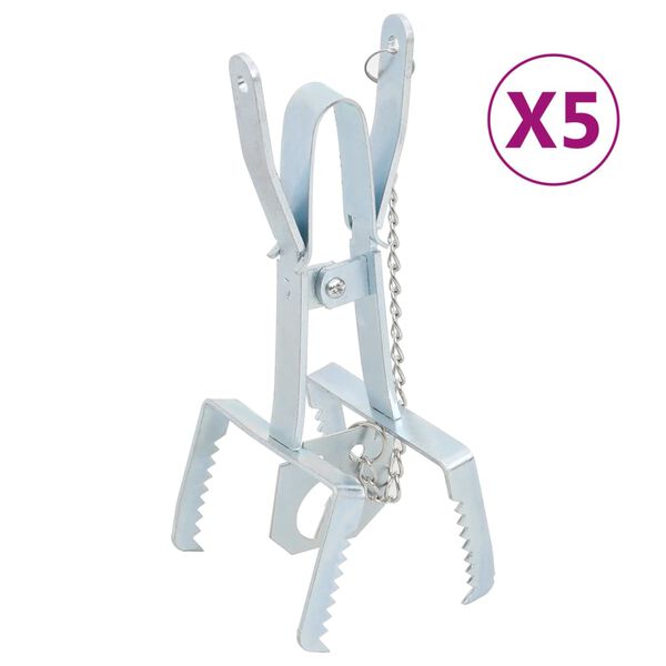vidaXL Pi&egrave;ges &agrave; taupes 5 pcs Argent&eacute; Acier galvanis&eacute;