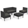 vidaXL Salon de jardin 5 pcs avec coussins r&eacute;sine tress&eacute;e noir