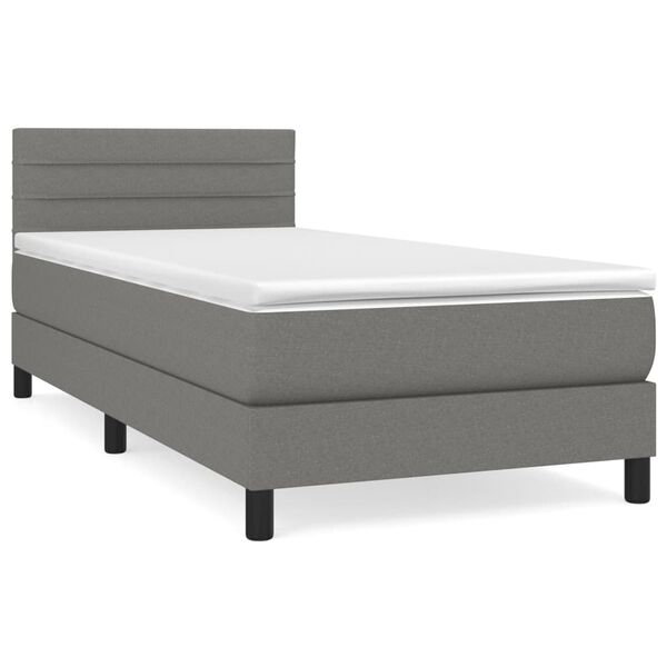 vidaXL Sommier &agrave; lattes de lit et matelas Gris fonc&eacute; 90x190 cm Tissu