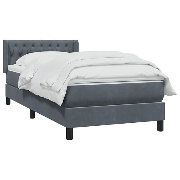 vidaXL Sommier &agrave; lattes de lit et matelas gris fonc&eacute; 100x220cm velours