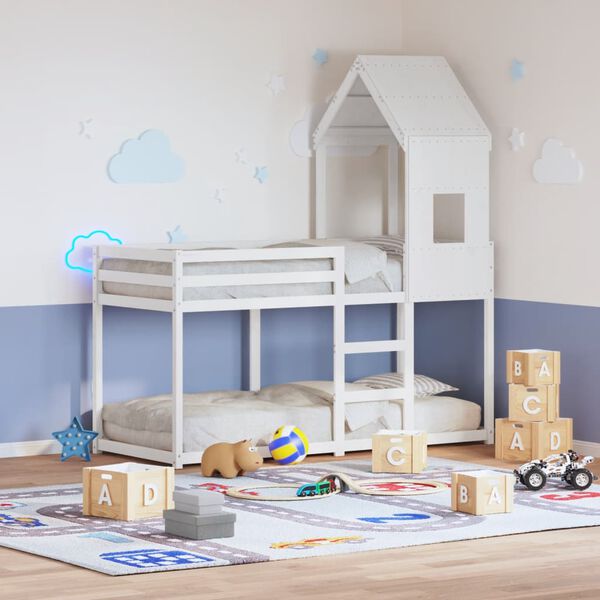 vidaXL Toit de lit pour enfants blanc 60x99x139,5cm bois de pin massif