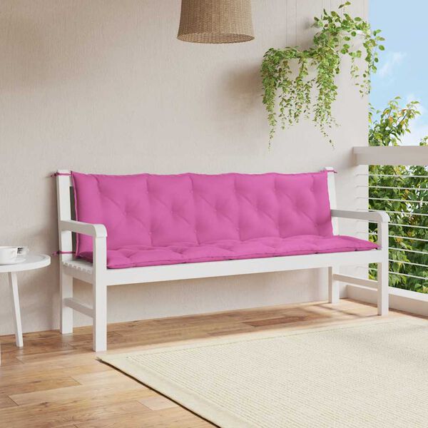 vidaXL Coussins de banc de jardin lot de 2 rose tissu Oxford