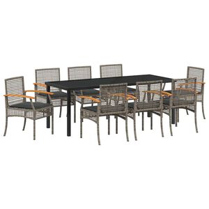 vidaXL Ensemble de salle &agrave; manger pour jardin 9 pc Gris et Noir Rotin