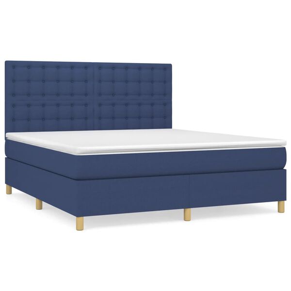 vidaXL Sommier &agrave; lattes de lit avec matelas Bleu 180x200 cm Tissu