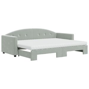 vidaXL Lit de jour avec gigogne et matelas gris clair 80x200cm velours