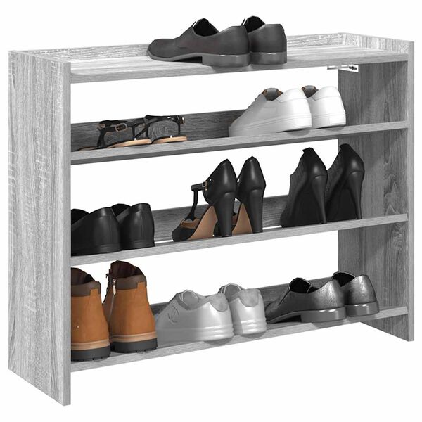 vidaXL &Eacute;tag&egrave;re &agrave; chaussures sonoma gris 80x25x62 cm bois d'ing&eacute;nierie