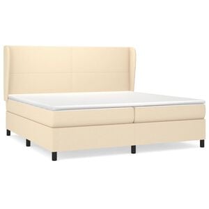 vidaXL Sommier &agrave; lattes de lit avec matelas Cr&egrave;me 200x200 cm Tissu