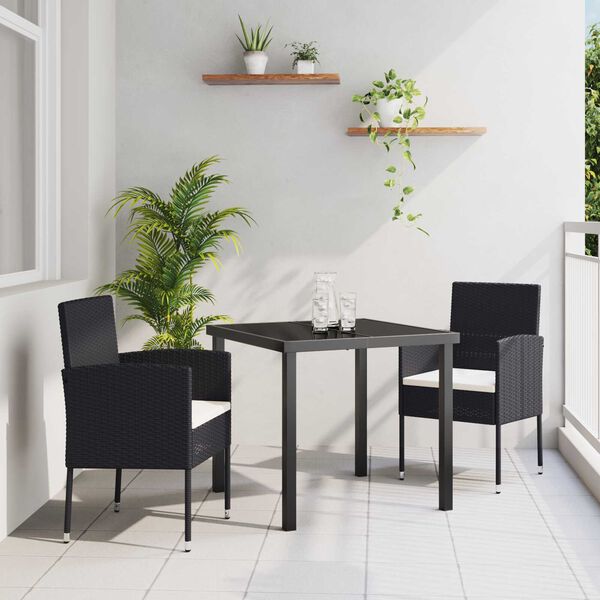 vidaXL Ensemble de salle à manger pour jardin 9 pcs Noir polyrotin