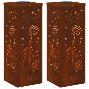 vidaXL Lumi&egrave;re de chemin LED solaire 2 pc Blanc chaud 18 x 18 x 50 cm