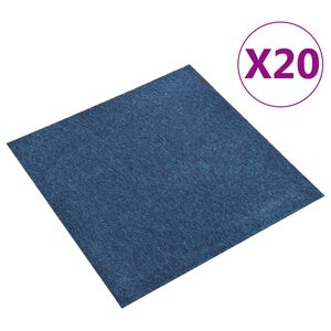 vidaXL Dalles de tapis de sol 20 pcs 5 m&sup2; 50x50 cm Bleu fonc&eacute;