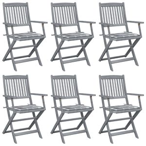 vidaXL Chaises pliantes 6 pi&egrave;ces avec coussins en bois d'acacia massif