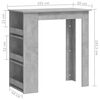 vidaXL Table de bar &agrave; &eacute;tag&egrave;re de rangement Gris b&eacute;ton 102x50x103,5 cm