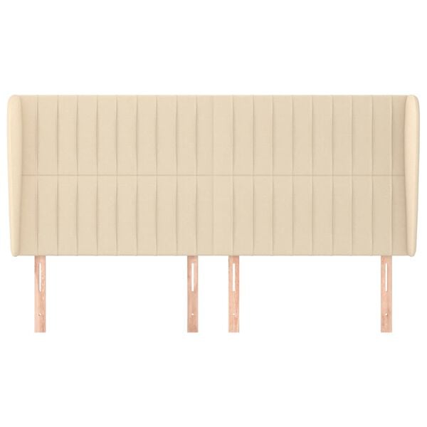 vidaXL T&ecirc;te de lit avec oreilles Cr&egrave;me 183x23x118/128 cm Tissu