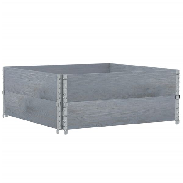 vidaXL Colliers de palette 2 pcs gris 100x100 cm bois de pin solide