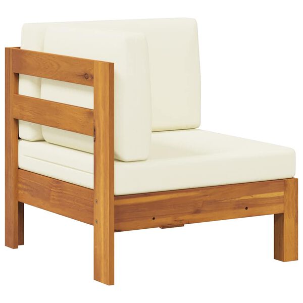 vidaXL Canap&eacute; d'angle avec coussins blanc cr&egrave;me Bois d'acacia solide