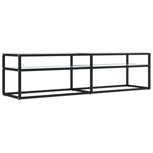 vidaXL Meuble TV Marbre blanc 160x40x40,5 cm Verre tremp&eacute;