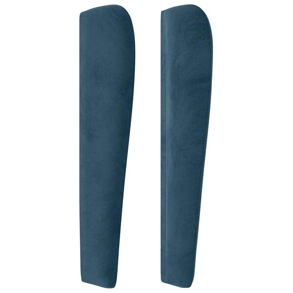 vidaXL T&ecirc;te de lit avec oreilles Bleu fonc&eacute; 203x23x118/128 cm Velours