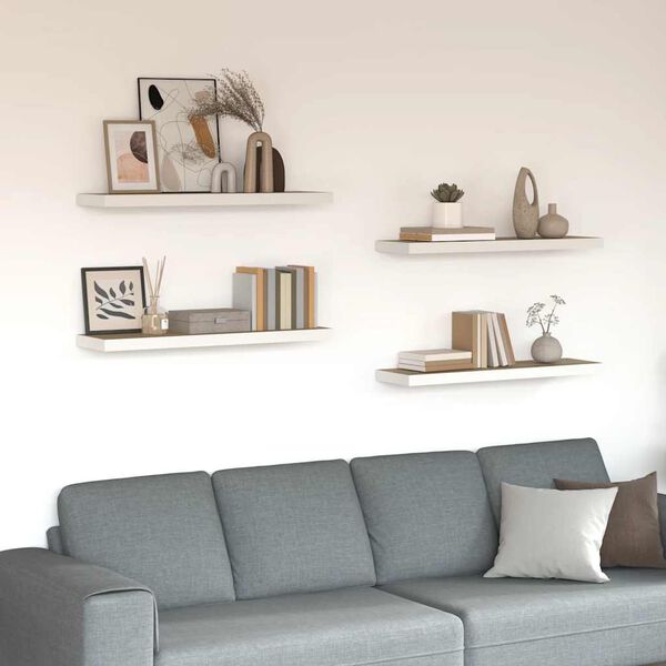 vidaXL &Eacute;tag&egrave;res flottantes 4 pcs Ch&ecirc;ne et blanc 90x23,5x3,8 cm MDF