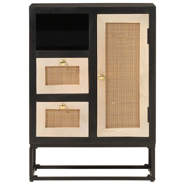 vidaXL Buffet noir 55x30x76 cm bois massif de manguier et fer