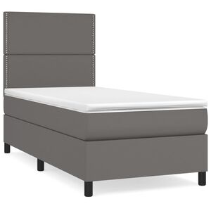 vidaXL Sommier &agrave; lattes de lit avec matelas Gris 90x200 cm Similicuir