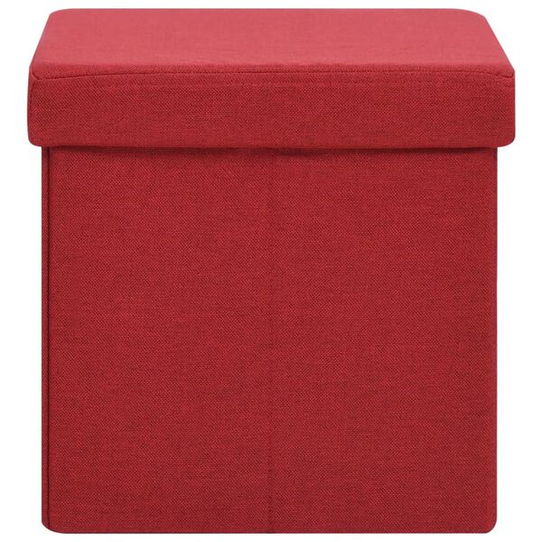 vidaXL Tabouret de rangement pliable avec motif de chat Bordeaux Tissu