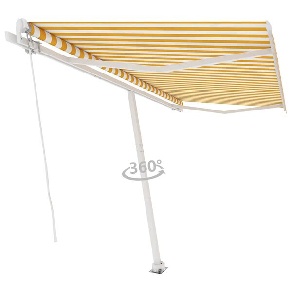 vidaXL Auvent manuel r&eacute;tractable sur pied 400x350 cm Jaune/Blanc