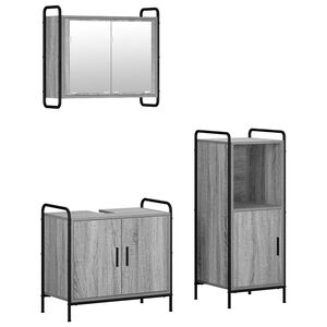 vidaXL Ensemble d'armoire de salle de bain 3 pc Sonoma gris