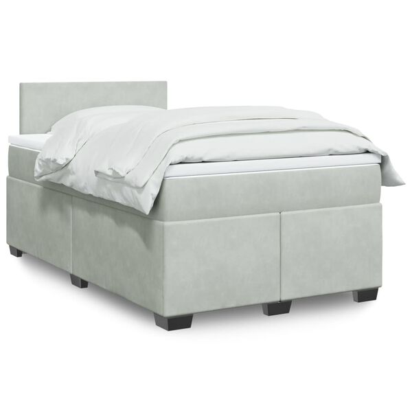 vidaXL Sommier &agrave; lattes de lit et matelas gris clair 120x190cm velours